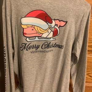 Vineyard Vines Grey Merry Christmas Long Sleeve, XL